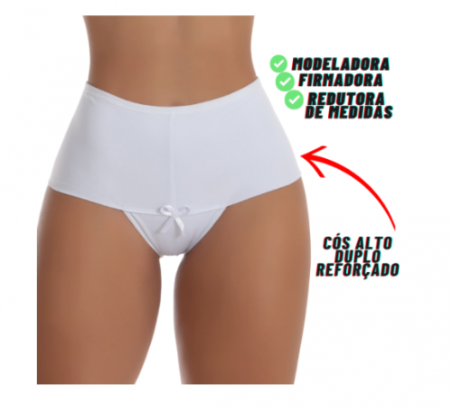 Calcinha Fitness Cintura Alta Modeladora Com Compressão Redutora de Medida Em Microfibra Forro 100% Algodão Adulto Preço Bom Palão