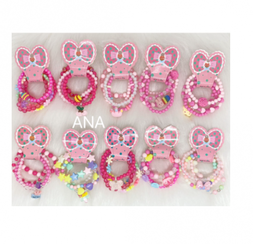 Kit 24 pulseiras lindas infantis de miçanga