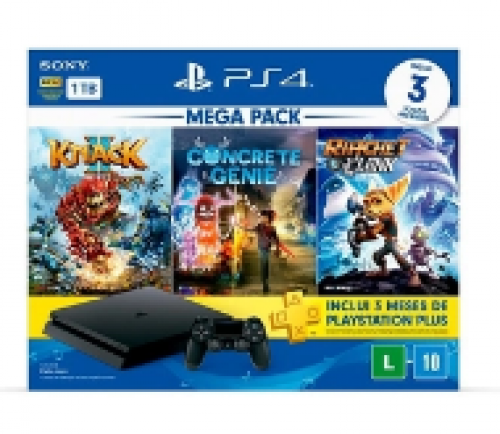 Console Playstation 4 Hits 1TB Bundle Family – Games Knack 1 + Concrete Genie + Rachet & Clanck