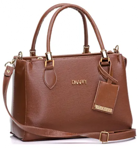 Bolsa Feminina Dhaffy Marrom Lorena, Alça de Mão e Transversal. – Dhaffy Bolsas