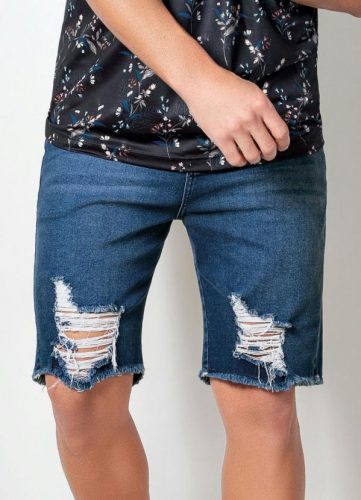 Actual – Bermuda Actual Jeans com Efeito Destroyed