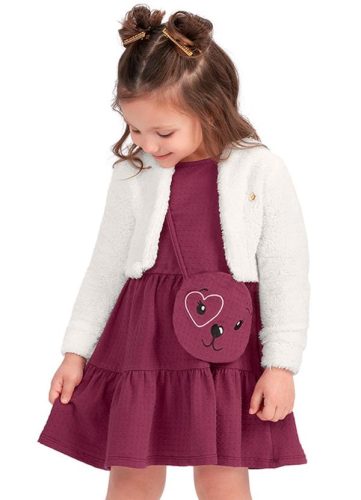 Alenice – Vestido com Bolsa Menina Vermelho