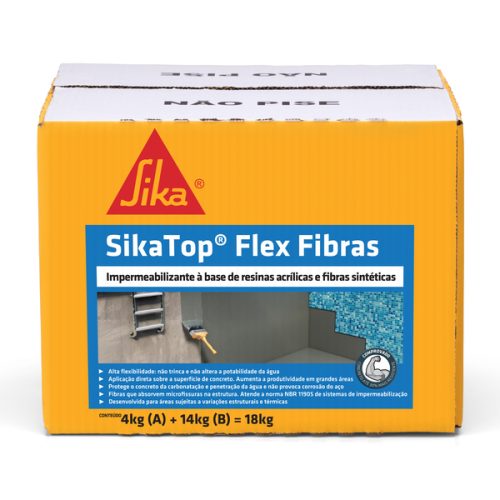 Argamassa Polimérica Impermeabilizante Sika SikaTop Flex Fibras A+B 18kg Cinza