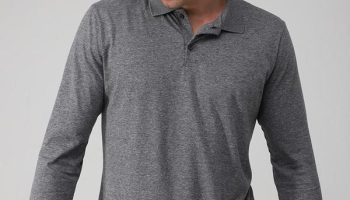Basicamente – Camisa Polo Manga Longa Masculina Mescla Escuro