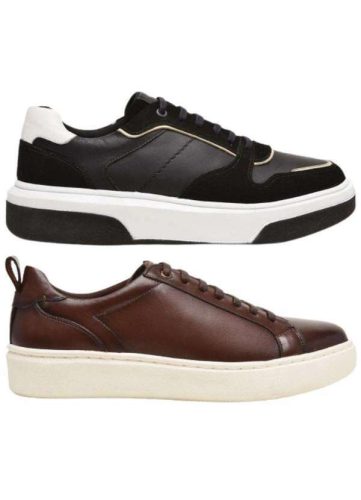 Berganno – Kit Tênis Masculino Social e Casual Esporte e Lazer Trabalho Preto+Pinhão