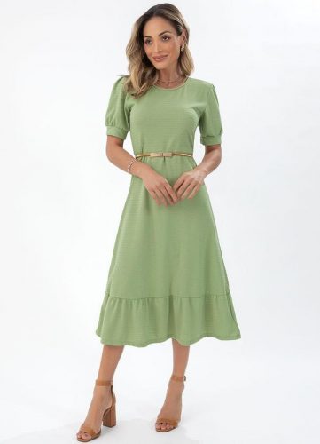Bimini – Vestido Verde em Malha Texturizada