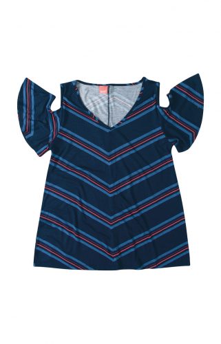 BLUSA AMPLA ESTAMPADA ABERTURA MANGAS WEE! AZUL MARINHO