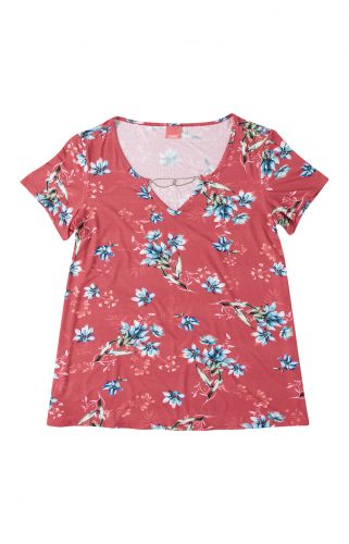 BLUSA FLORAL DETALHE METÁLICO WEE! VERMELHO