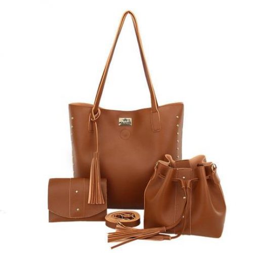 Bolsa Feminina Kit 3 Bolsa Sacola Grande Saco Alça Lateral Marrom – Master