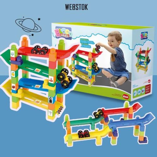 Brinquedo Infantil Didático Educativo Pedagógico Pista Rampa Maluca Carrinho Blocos Montar – Dismat