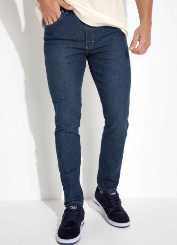 Calça Jeans Azul Escuro em Jeans com Elastano