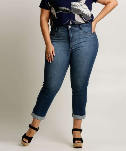 Calça Plus Size Feminina Jeans Cigarrete Zamany