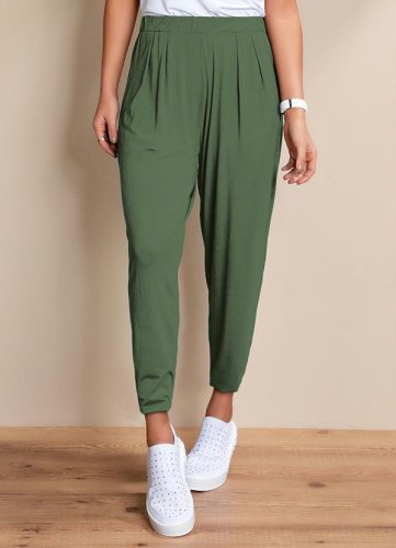 Calça Verde Soltinha com Pregas
