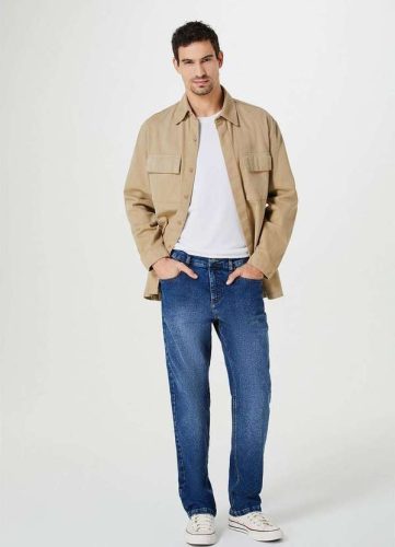 Calca Jeans Masculina com Elastano Tradicional Azul