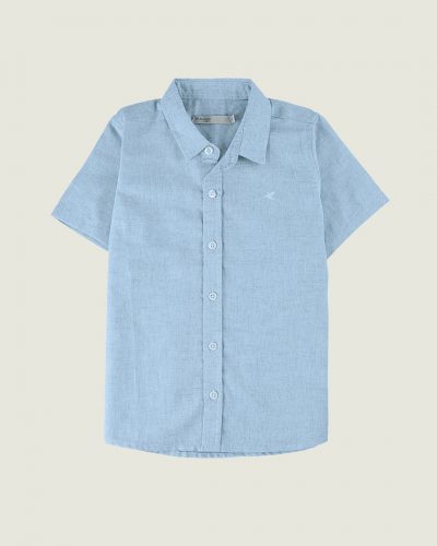 CAMISA SLIM FIO TINTO MENINO MALWEE KIDS AZUL CLARO