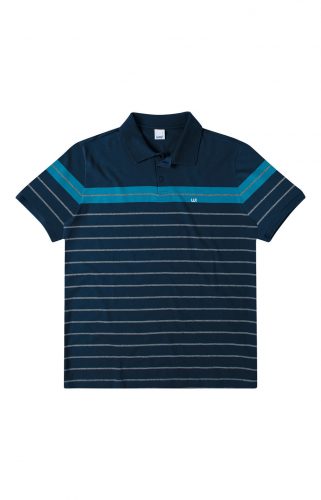 CAMISA POLO TRADICIONAL SUSTENTÁVEL LISTRADA WEE! AZUL ESCURO