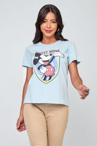 Camiseta Feminina Mickey Azul Claro