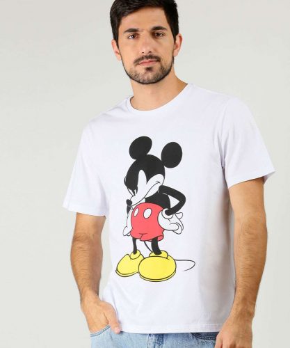 Camiseta Masculina Estampa Mickey Manga Curta Disney