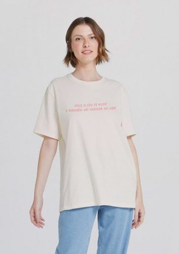 Camiseta Unissex Com Estampa Frase – Bege