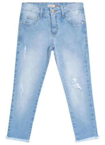 Carinhoso – Calça Skinny Jeans com Puídos Menina Azul