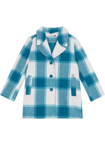 Carinhoso – Casaco Xadrez em Lã Menina Azul
