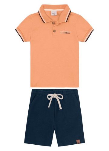 Carinhoso – Conjunto Laranja Claro em Moletom Menino