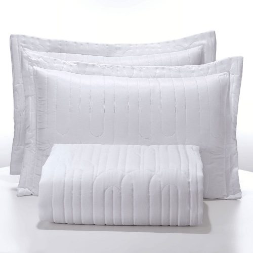 Colcha Queen Art Decor com 2 Porta Travesseiros Branco – Hedrons
