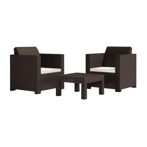 Conjunto 2 Poltronas E Mesa De Centro Balcony Keter Marrom