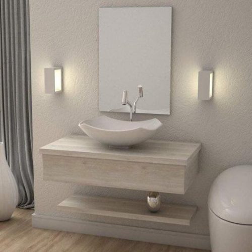 Conjunto Bancada para Banheiro com Cuba Abaulada L42 e Prateleira Metrópole 805W Compace