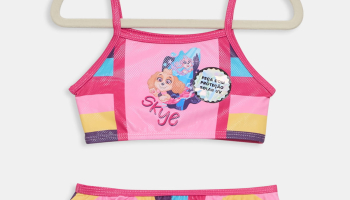 Conjunto Infantil Biquíni e Calcinha Patrulha Canina Rosa Tam 1 a 3