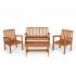 Conjunto de Mesa 4 Cadeiras com Ombrelone Aço Bege Kangfu Naterial