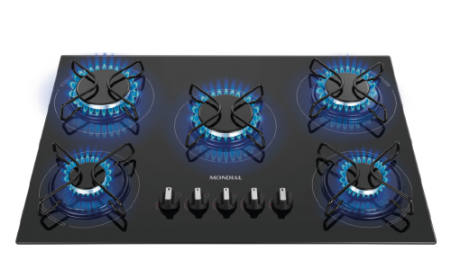 Cooktop a Gás, 5 Bocas, Mondial, Preto/Inox, Bivolt – CTG-02