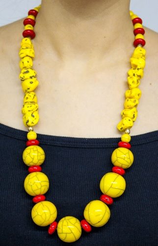 COLAR DE PEDRAS REDONDAS AMARELAS YACAMIM – ÚNICO