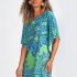 Farm – Vestido Longo de Viscose Banana Riscada Branco