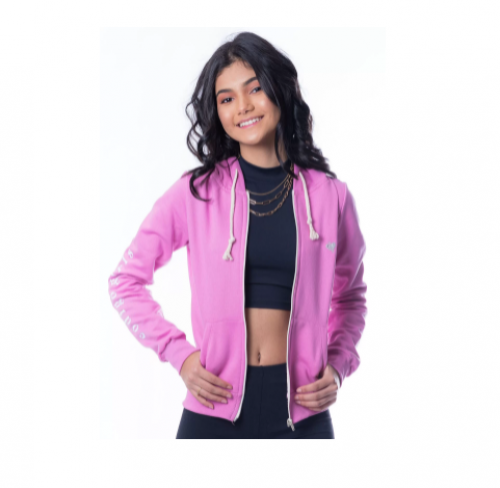BLUSA DE MOLETOM COM ZÍPER E CAPUZ CÓDIGO GIRLS