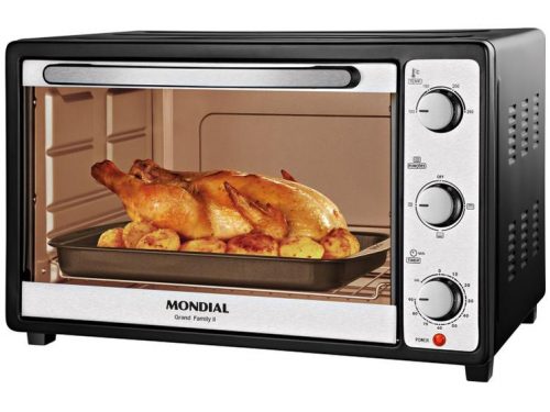 Forno Elétrico de Bancada Mondial com Timer – 52L Preto e Prata Grand Family II FR-52