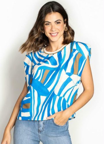 Forum – Camiseta de Linho Estampado Azul