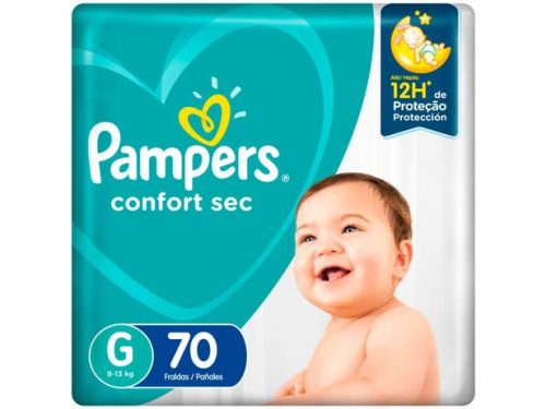 Fralda Pampers Confort Sec Tam. G 9 a 13kg – 70 Unidades
