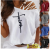 T-shirt Graphic T-Shirt Feminina Letter Impresso Casual Manga Curta T-shirt Sem Alças Solta Macia e Confortável Top de Verão