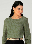 Gris – Blusa Feminina Manga Longa Estampada Verde