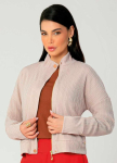 Gris – Jaqueta Feminina Adulta com Gola Alta Bege