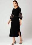 Gris – Vestido Feminino com Abertura Lateral Preto
