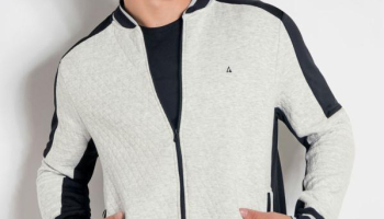 Jaqueta Bomber Preta Actual com Detalhes Matelasse
