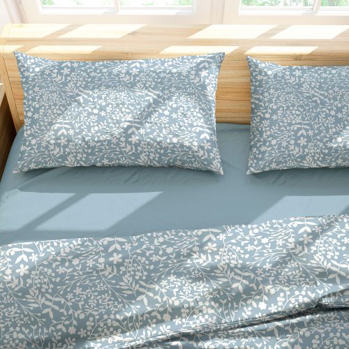 Jogo de Lençol Casal 3 Peças Flor Azul – Arte Cazza