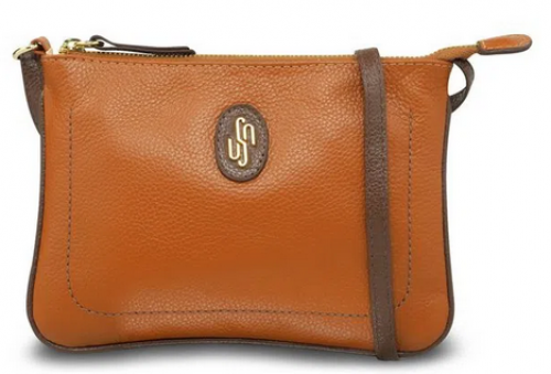 Bolsa tiracolo marrom com costura enfeite