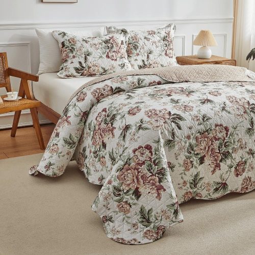 Kit Colcha King Bouti Cobre Leito Estampado 3 Peças Vintage