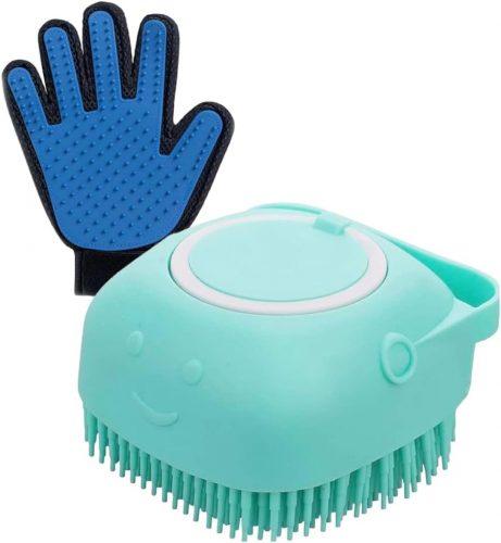 Kit Lava Pet Escova Banho Cachorro Gato Dispenser de Shampoo e Luva Nanomagnetica Tira Pelos Para Pelos Curtos – Cores Sortidas