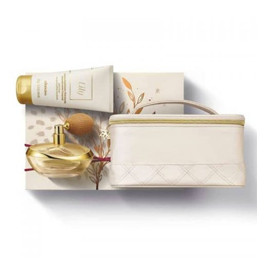 Kit Presente Lily: Eau de Parfum 75ml + Creme Acetinado Hidratante  150g + Frasqueira
