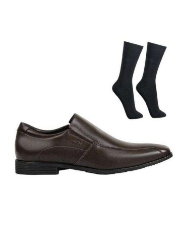 Kit Sapato Ferracini London Masculino e par de Meia Marrom