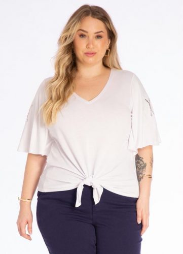 Lisamour – Blusa Bom Bordado Manga Branco
